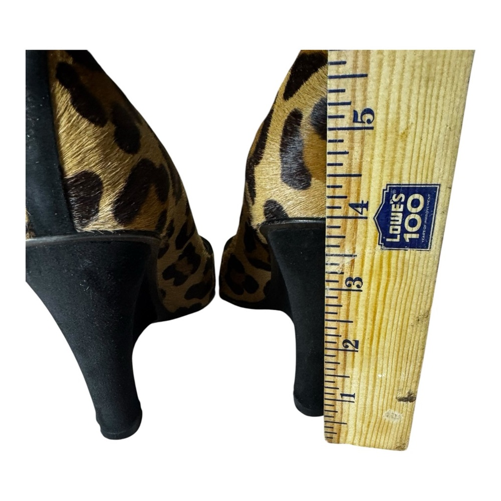 Stuart Weitzman Leopard Calf Hair Peep Toe Wedge Pumps Size 11 M - Picture 4 of 11